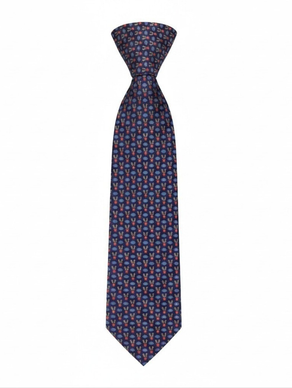 Brooks Brothers Classic Navy Patterned Men's Tie - Blue Red Accent